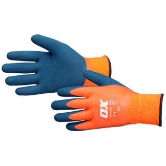 ox waterproof thermal latex gloves size 9 large
