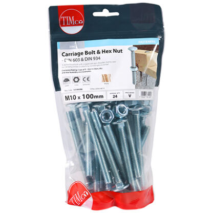 Timco Carriage Bolts and Hex Nuts M10
