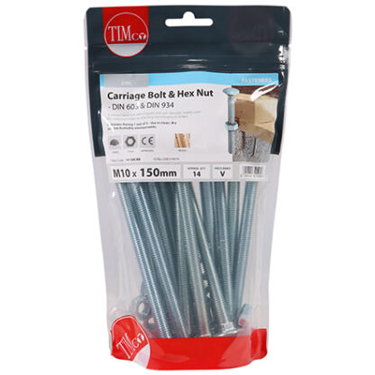Timco Carriage Bolts and Hex Nuts M10