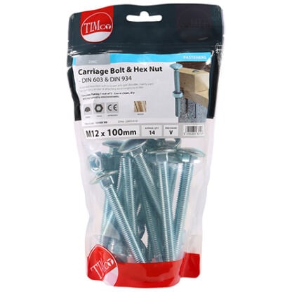 Timco Carriage Bolts and Hex Nuts M12