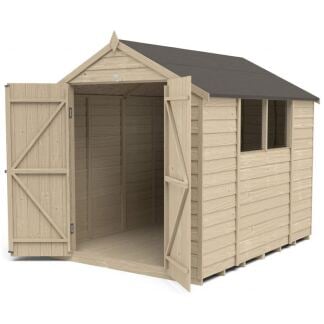 Forest Garden Overlap Pressure Treated Double Door Apex Shed 8 by 6 foot