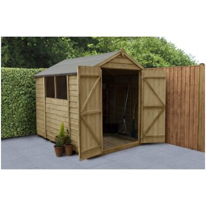 Forest Garden Overlap Pressure Treated Double Door Apex Shed 8 by 6 foot