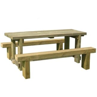 forest garden refectory table and sleeper bench set 1.8m