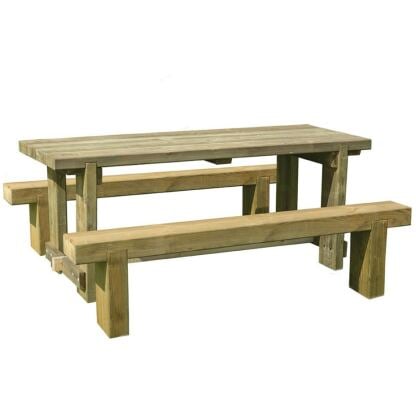 forest garden refectory table and sleeper bench set 1.8m