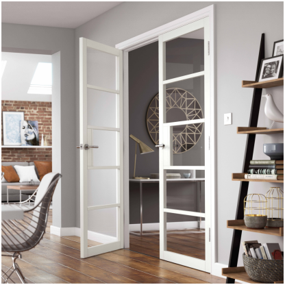 J B Kind Metro White Clear Glazed Internal Door