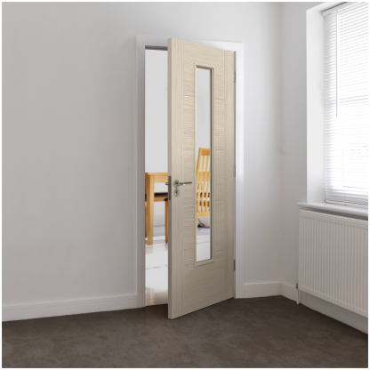 J B Kind Ivory Glazed Laminate Internal Door