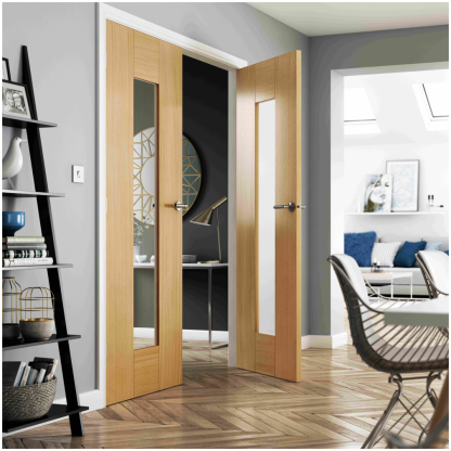 J B Kind Axis Oak Glazed Internal Door