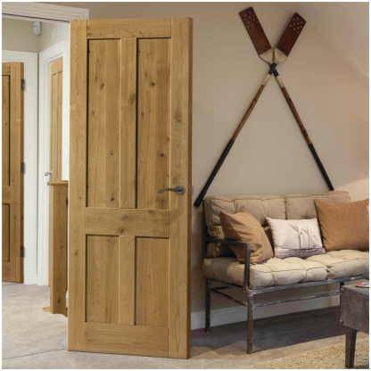 J B Kind Rustic Oak 4 Panel Internal Door