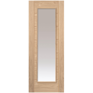 J B Kind Palomino Oak Clear Glazed Internal Door